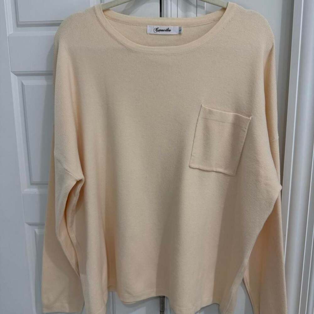 Caracilia Cream Oversized Pocket Sweater